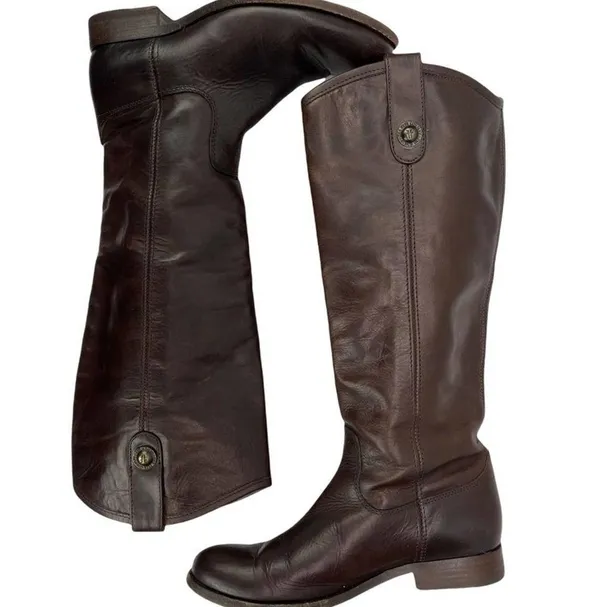 Frye Dark Brown Leather Melissa Western Tall Riding Boots Size 5.5 Style 77167 - Image 6