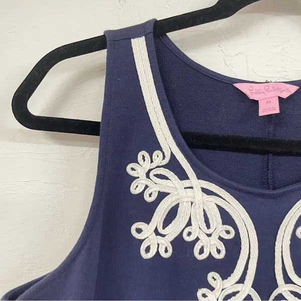 Lilly Pulitzer Navy Blue Cheryln Soft Shift Mini Dress Womens M Preppy Classic - Image 5