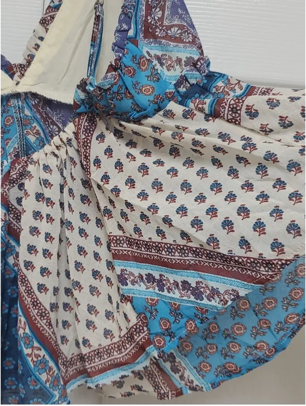 Free People Blue Teal Patchwork Spaghetti Strap Tank NWT - Image 7
