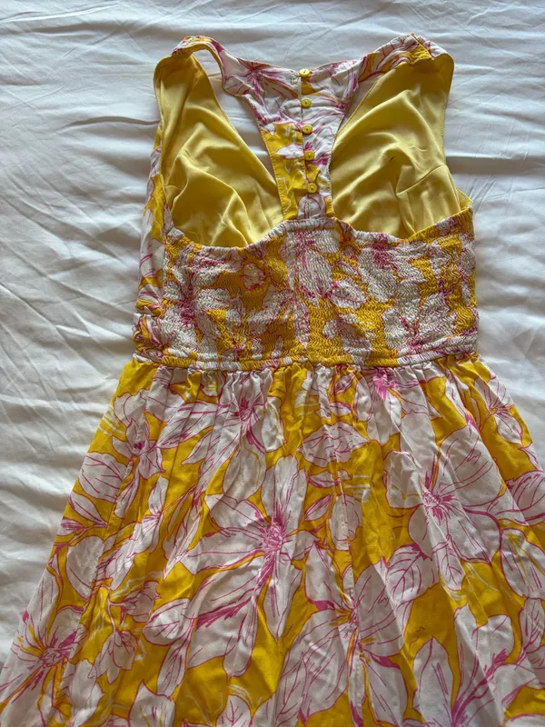 Japna Yellow Floral Sleeveless Smocked Maxi Dress - Image 3