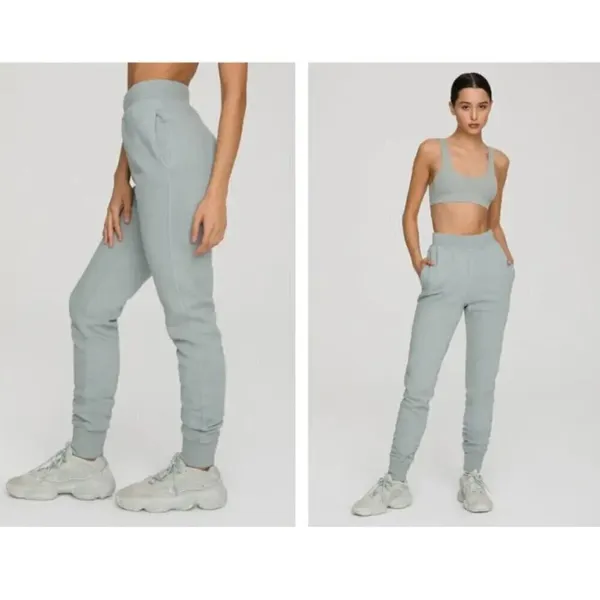NWT Good American Good Waist Cotton Terry Joggers in Quarry - Size 2 (Medium) - Image 7