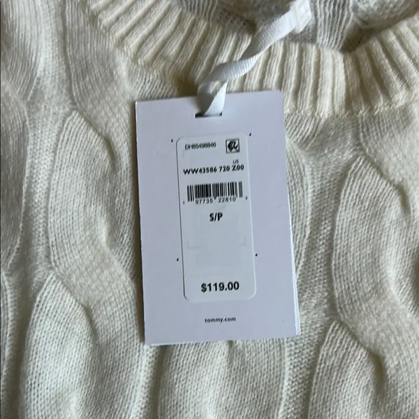 Tommy Hilfiger Cream Crewneck Cable Knit Sweater - Image 4