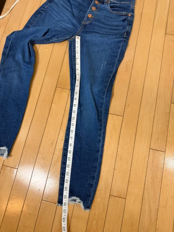 Loft Slim Pockets High Waist Skinny Button Front Raw Hem Denim Jeans Size 2 / 26 - Image 6