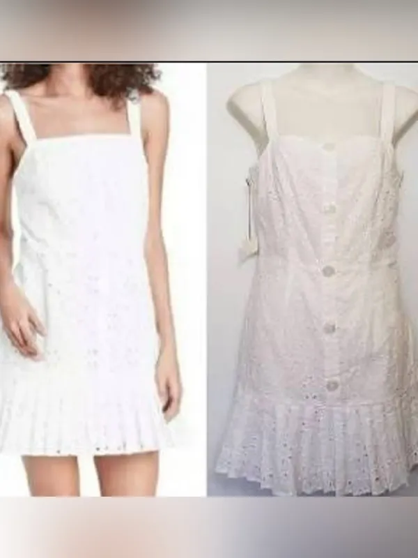 Alexis White Eyelet Button-Front Mini Dress with Ruffle Hem - Image 2