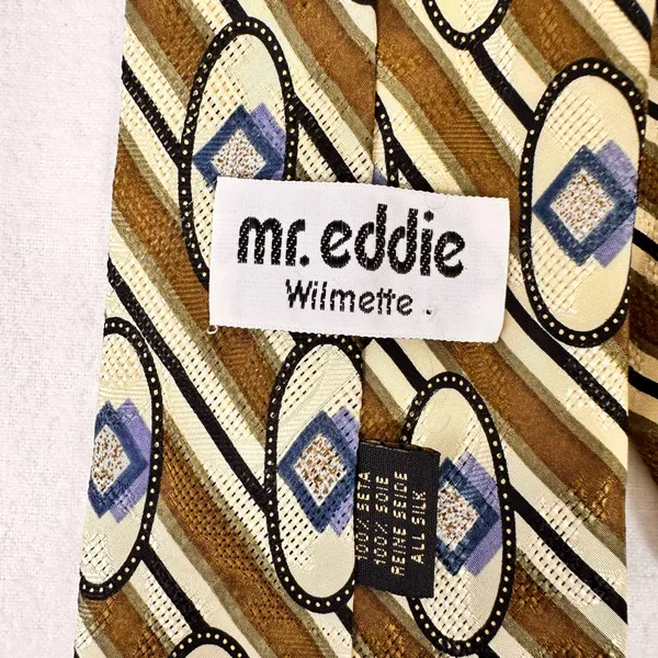 Mr. Eddie Wilmette Zanzara Men's Silk Tie Vintage Geometric Multicolor Necktie - Image 6