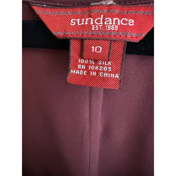 Sundance Minimalist 100% Silk Maxi Dress Burgundy 10 - Image 3