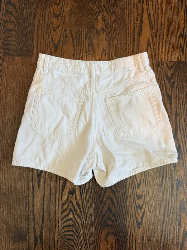 Bershka White High Waist Denim Shorts - Image 2