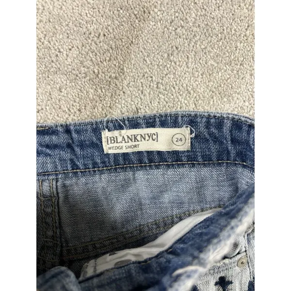 Blank NYC Cutoff Wedge Shorts Women's Sz 24‎ High Rise Distressed Denim Stretch - Image 2