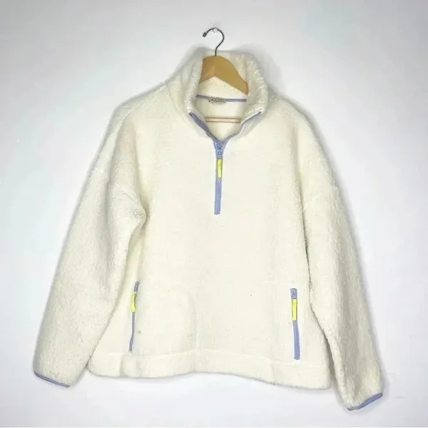 J. Crew Fleece Sherpa Quarter Zip Pullover Size Large - Image 2