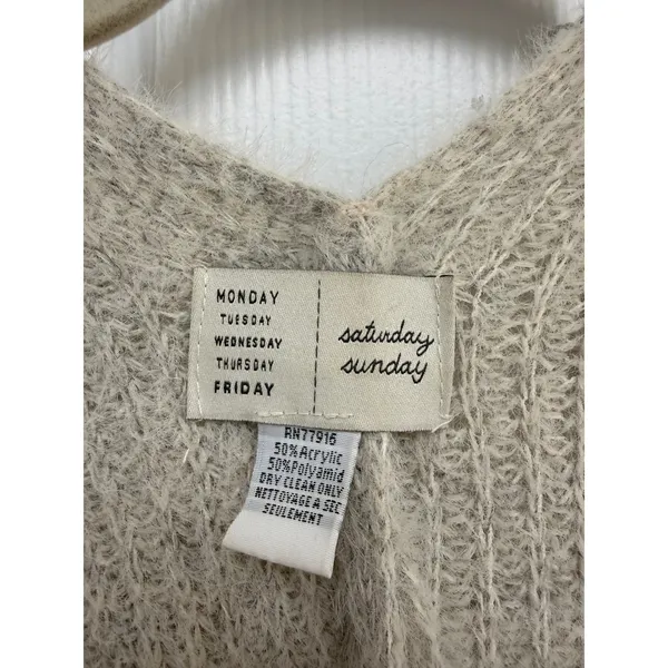 Anthropologie Saturday Sunday Colorblock Poncho Cardigan Grey Cream Tan OS - Image 2