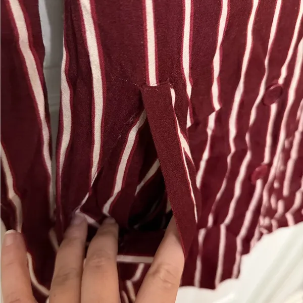 Reformation Graphite Blazer Dress in Kismet burgundy‎ red striped button front 2 - Image 5