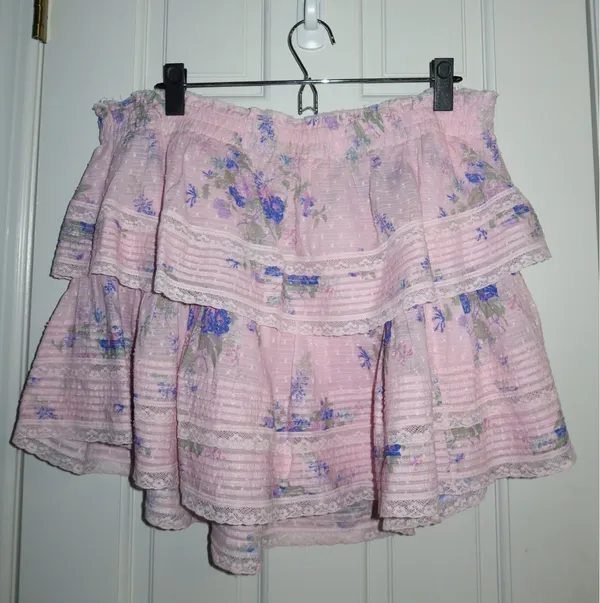 Love Shack Fancy Ruffle Mini Skirt Juicy Plum - Image 2