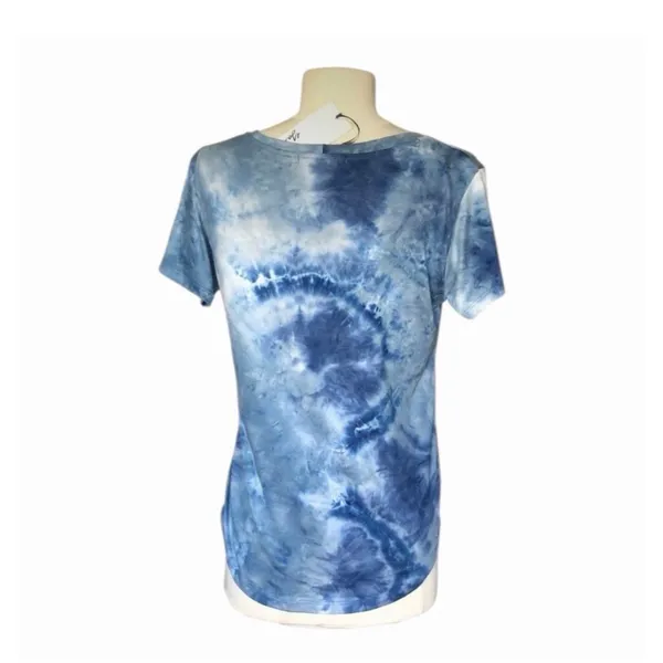Blue Tie Dye Scoop Neck Tee Soft Stretch Casual Boho Women’s Small - Image 6
