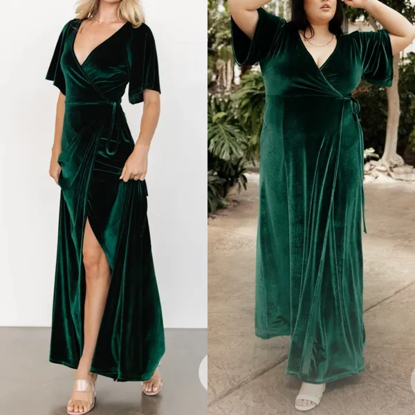 Baltic Born Meghan Velvet Wrap Maxi Dress Emerald Green Holiday Party Christmas - Image 4