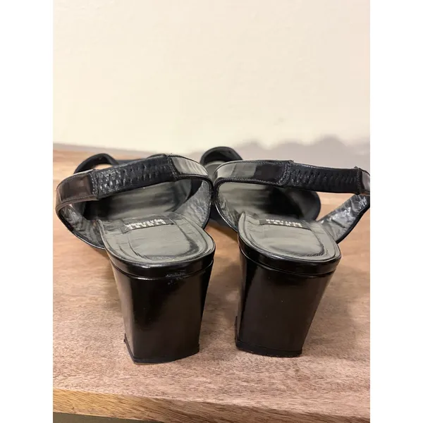 Vintage Stuart Weitzman Black Fabric Slingback Sandals Heels TM 40603 Size 7.5 B - Image 3