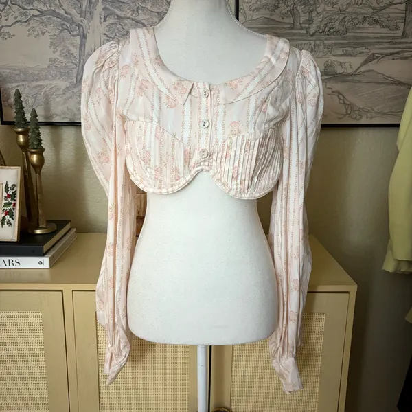 FOR LOVE & LEMONS Carly Top Rose Dainty Open Back Size‎ Large NWT - Image 2
