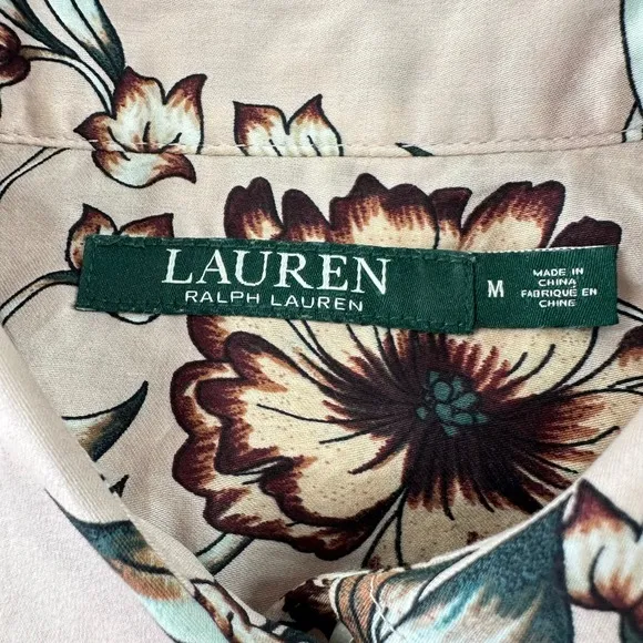 Lauren Ralph Lauren Pale‎ Pink Floral Cotton Button Down Shirt Delicate Feminine - Image 5