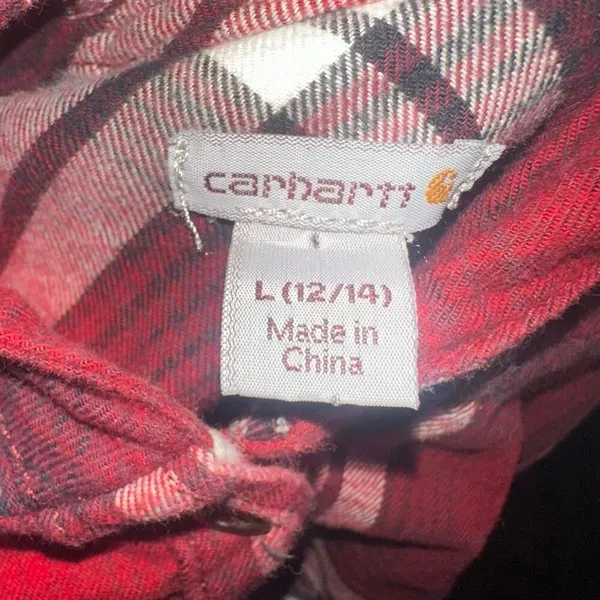 Carhartt red plaid tartan lumberjack button down shacket - Image 2