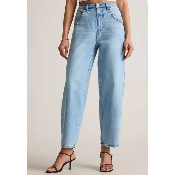 Quince Bella Stretch High Rise Barrel Jeans Organic Cotton Cool Blue 26 - Image 2