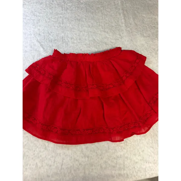 Wild Fable Red Ruffle Mini Skirt Lace Trim‎ Tiered Boho XS NWT - Image 4