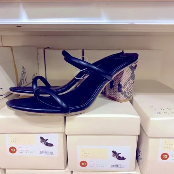 NWT A New Day Cass black snake block heel sandals - Image 7