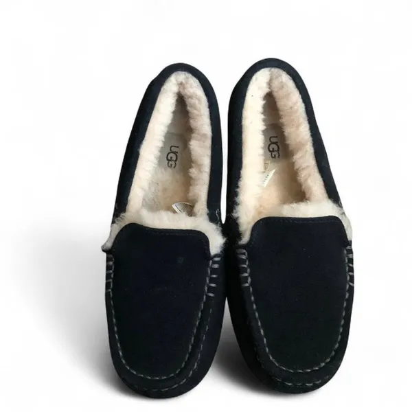 UGG Ansley Black Suede Sheepskin Warm Moccasins Slippers Shoes Size US 8 Women - Image 3