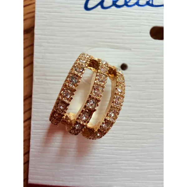 Allison Reed Gold Triple‎ Row Pave Rhinestone Hoop Earrings OS - Image 3