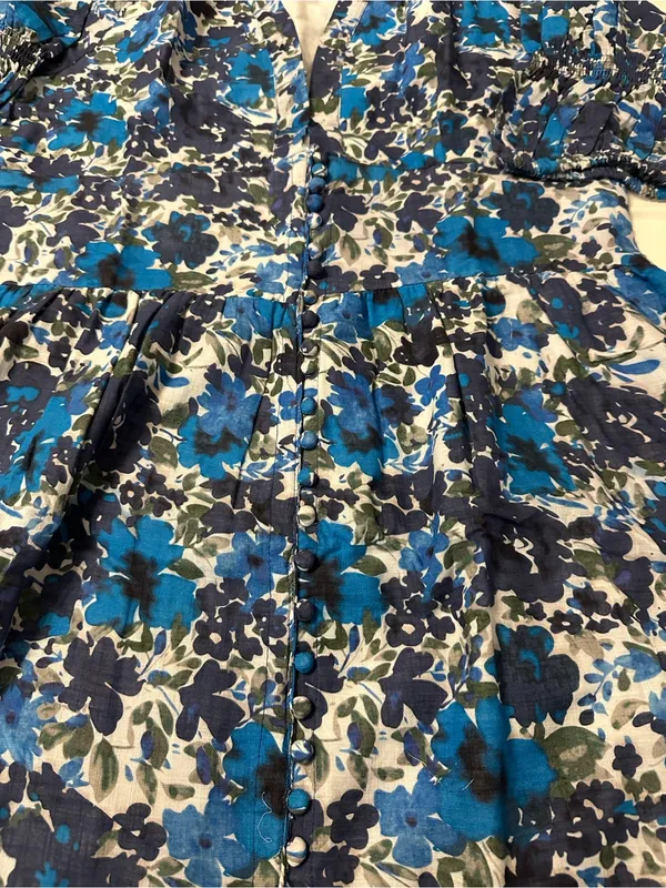 Farylina Floral Blue V-Neck Front Slit Maxi Dress - NWOT - Size XL - Image 10