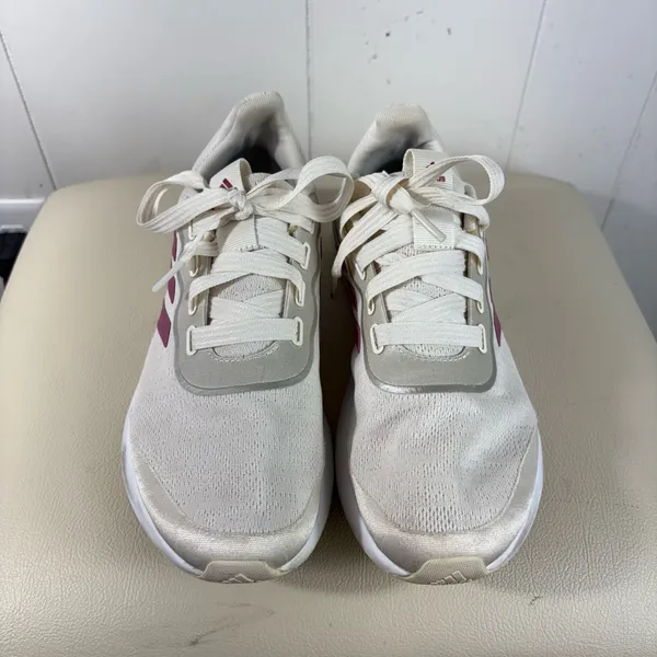 Adidas QT Racer White Pink Striped Lightweight Low Top Athletic Running Sneakers - Image 3