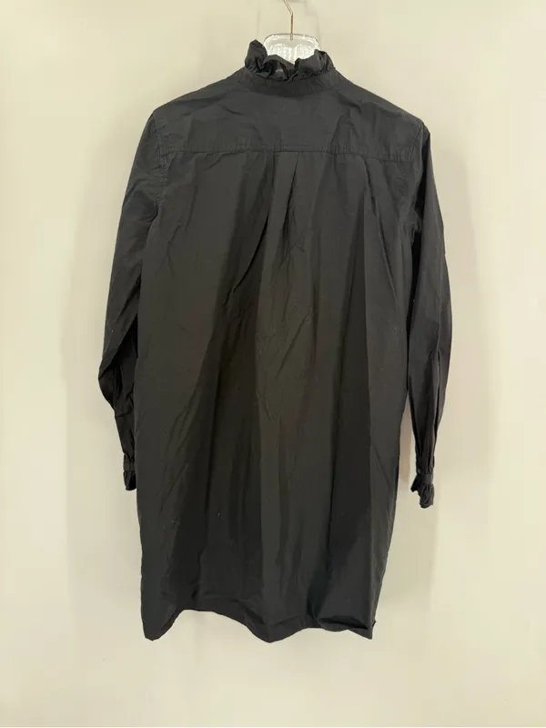 J.CREW | Cottage Ruffle Front Shirt-Dress in Cotton Poplin Size 12 Black BP840 - Image 2