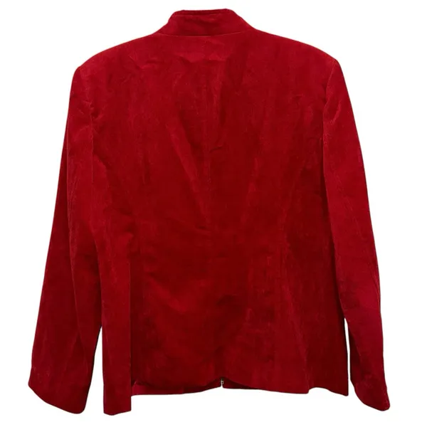 Dress Barn Red Zip Front Corduroy Textured Jacket Women's Large‎ Career Casual - Image 3