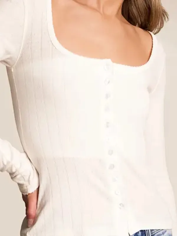 NWT Free People End Game Pointelle Top - Image 4