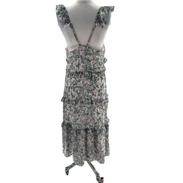 Anthropologie OPT floral ruffle midi dress‎ sz M - Image 4