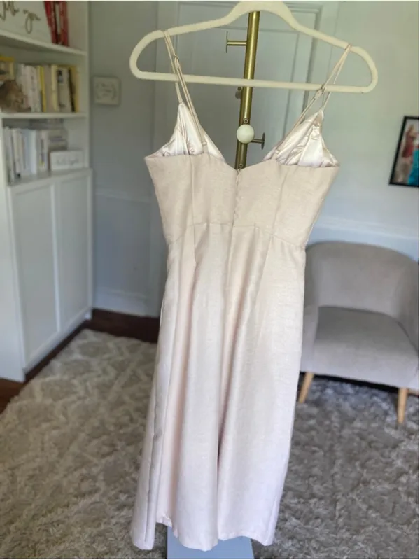 L’ATISTE Champagne Cutout Wide‎ Leg Jumpsuit Romper Wedding Guest Cocktail Glam - Image 3