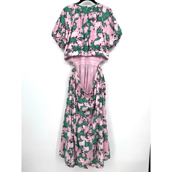 Chelsea 28 Womens XL Dress Pink Green Organic Cotton Resort Summer Casual Travel - Image 2
