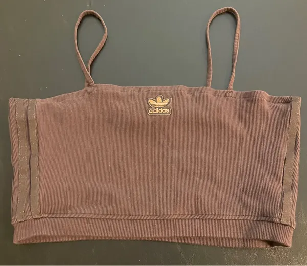 Adidas Brown Crop Tank Top Bra Women Large Athletic Athleisure Gym Activewear - Image 3