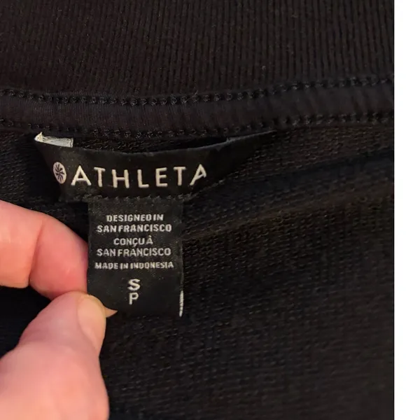Athleta Coaster Luxe V-Neck Sweatshirt Vest Black‎ Sleeveless Pullover Small - Image 5