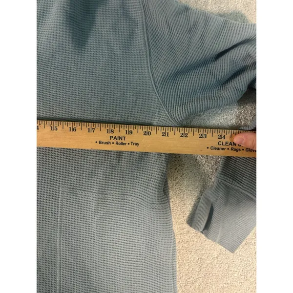 Athleta Sweater‎ Womens M Dusty Blue Hoodie Coaster Luxe Waffle Activewear - Image 8