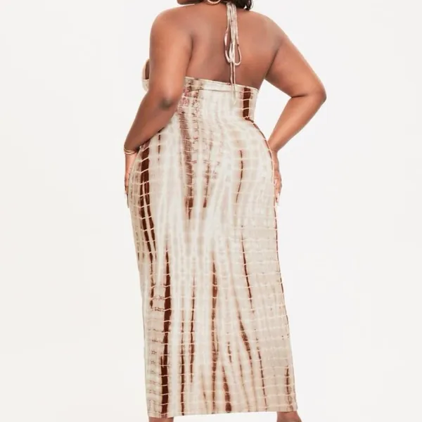 Tie Dye halter dress Brown Size 18 - Image 2