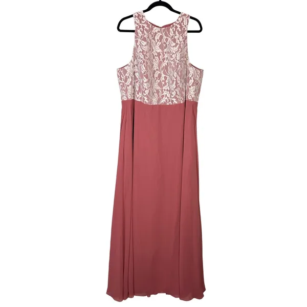 Azazie Rose Lace Bodice‎ Chiffon Skirt Maxi Dress Formal Evening Gown Size A 20 - Image 2