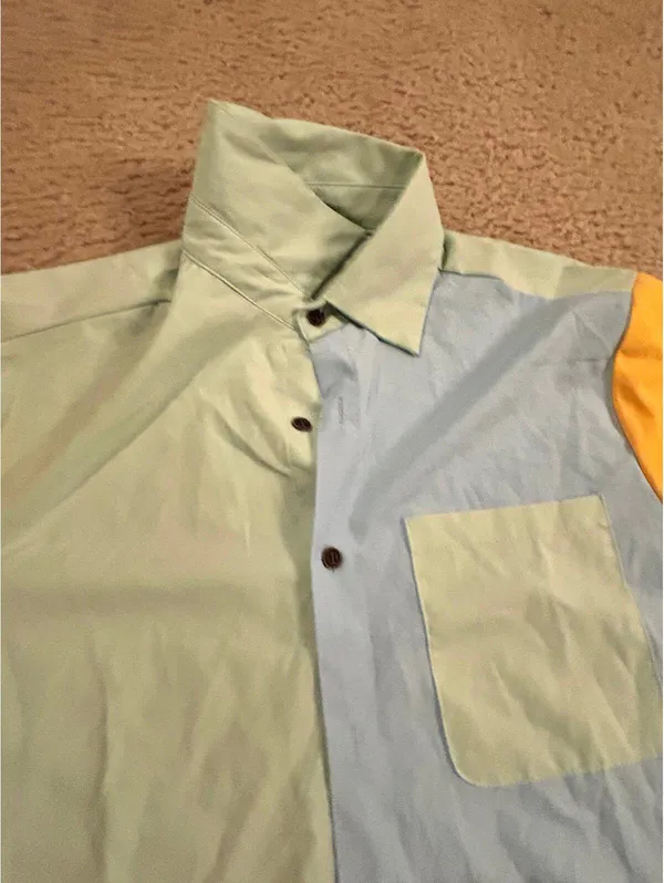 Woman button up shirt top multi color fun ab54 medium - Image 3