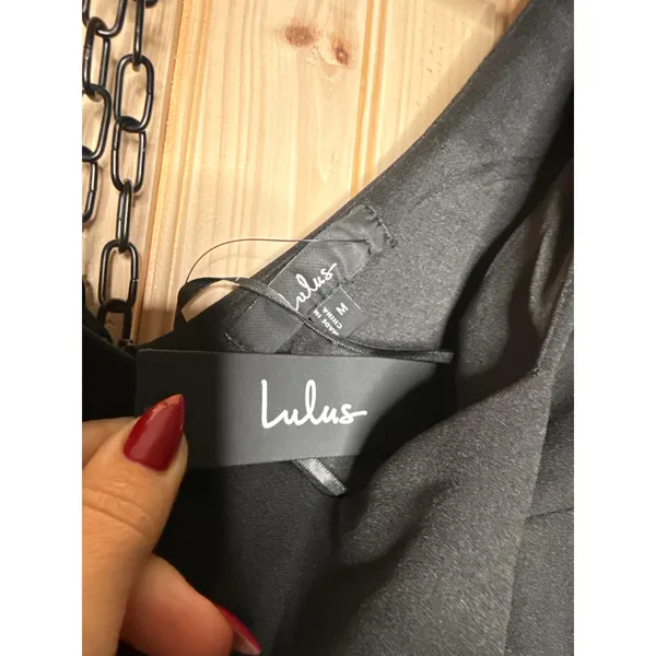 Lulus Moment Maker Black Square Neck Trumpet Midi Dress Party Banquet Medium - Image 7