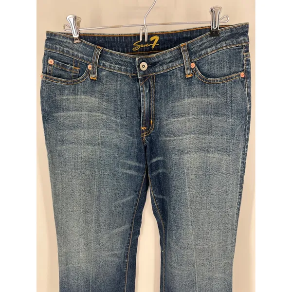 SEVEN7 Bootcut Jeans Women 32 Blue Boot Stretch Medium Wash Embroidered Low Rise - Image 2