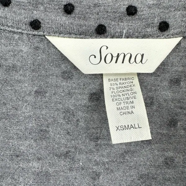 Soma size XS gray black‎ polka dot button up pajama set long sleeve pants - Image 7
