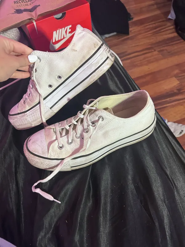 White Low-Top Platform Converse - Image 2