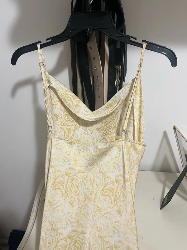 yellow floral satin dress - Image 3