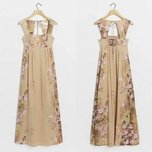 Anthropologie Aurelie Maxi Dress Brown‎ Lightweight Butterfly US 2 Boho Fall - Image 2