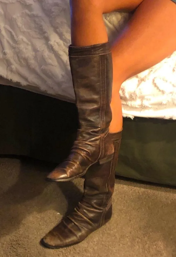VINTAGE, RARE, leather,distressed boots, brown sz8.5 - Image 5