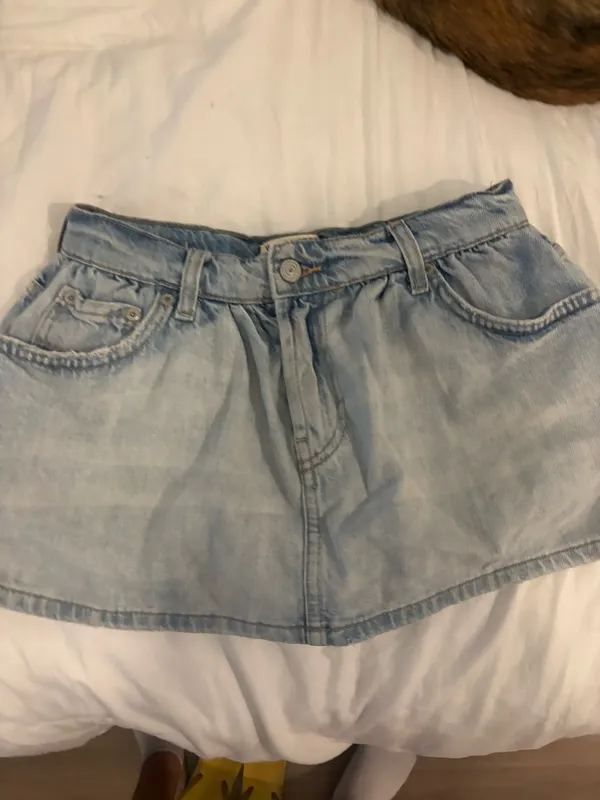 Free People Mini Denim Skirt - Image 3