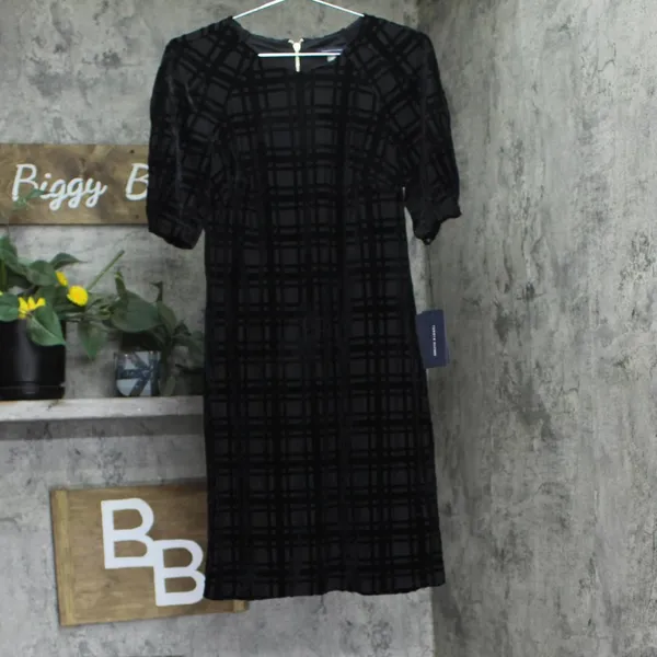 NWT Tommy Hilfiger Womens Burnout Velvet Plaid Dress A1IK2KLA Black 6 - Image 5